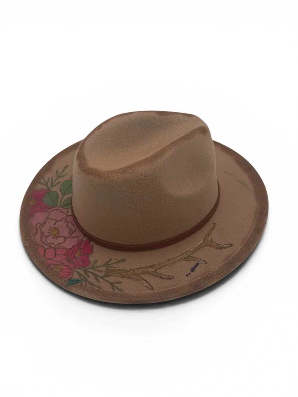 🤠 Rustic Brown Floral-Accent Cowgirl Hat 🤠